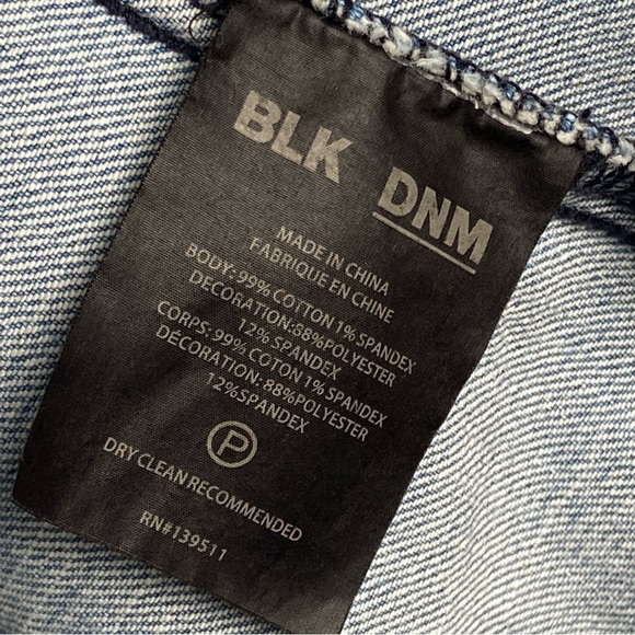 BLK DNM  Blue Denim Black Fringe Jean Jacket Size Small - Picture 15 of 16